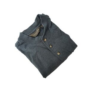 Taylor & Henry Mens Gray Long Sleeve Henley Shirt Casual‎ Cotton Blend Large